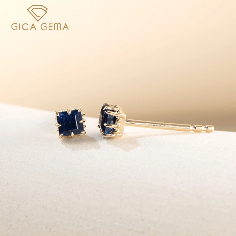 Gica Gema 9K Genuine Gold Stud Earrings Sapphire Gemstone Square Shaped Earrings Fine Jewelry Wedding Party Female Gifts
Gica Gema 9K Genuine Gold Stud Earrings Sapphire Gemstone Square Shaped Earrings Fine Jewelry Wedding Party Female Gifts