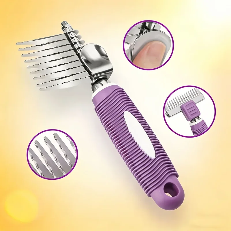 Dog Cat Hair Dematting Comb, Stainless Steel Round Teeth Grooming Brush, Anti-Slip Handle Pet Detangler Tool
Dog Cat Hair Dematting Comb, Stainless Steel Round Teeth Grooming Brush, Anti-Slip Handle Pet Detangler Tool