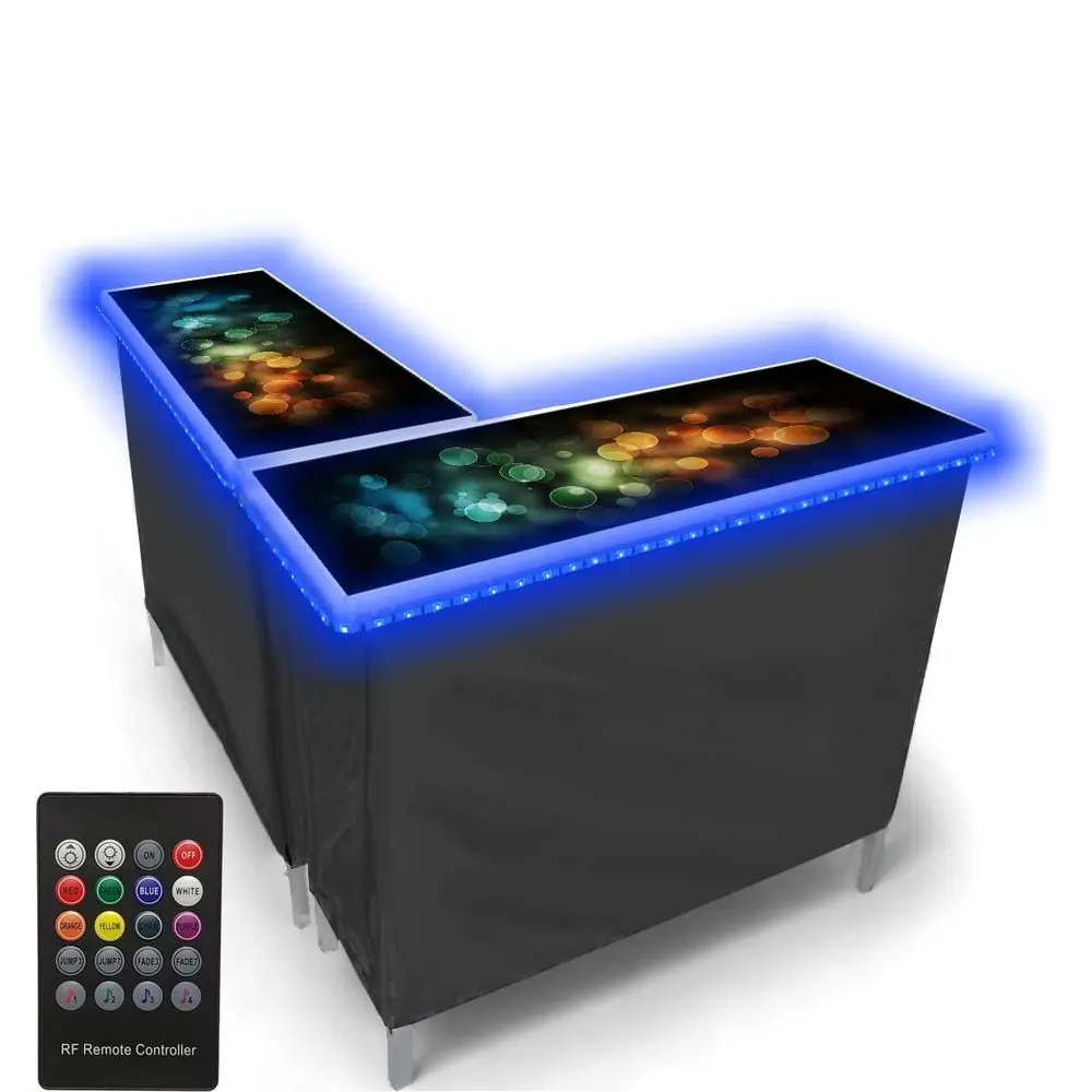 Folding Portable Double Bar w LED Lights, Wireless Remote, 2 Bar Skirts, Storage Shelf, amp Carrying Case Bubbles
Folding Portable Double Bar w LED Lights, Wireless Remote, 2 Bar Skirts, Storage Shelf, amp Carrying Case Bubbles
