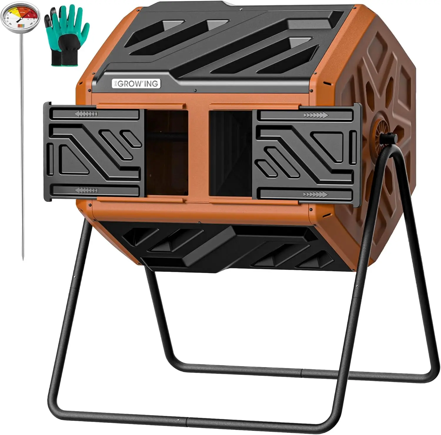 THEGROW'ING 43 Gallon Dual Chamber Compost Bin with Built-in Nuts & Thermometer, Outdoor Rotating Composter Tumbler for Garden B
THEGROW'ING 43 Gallon Dual Chamber Compost Bin with Built-in Nuts & Thermometer, Outdoor Rotating Composter Tumbler for Garden B