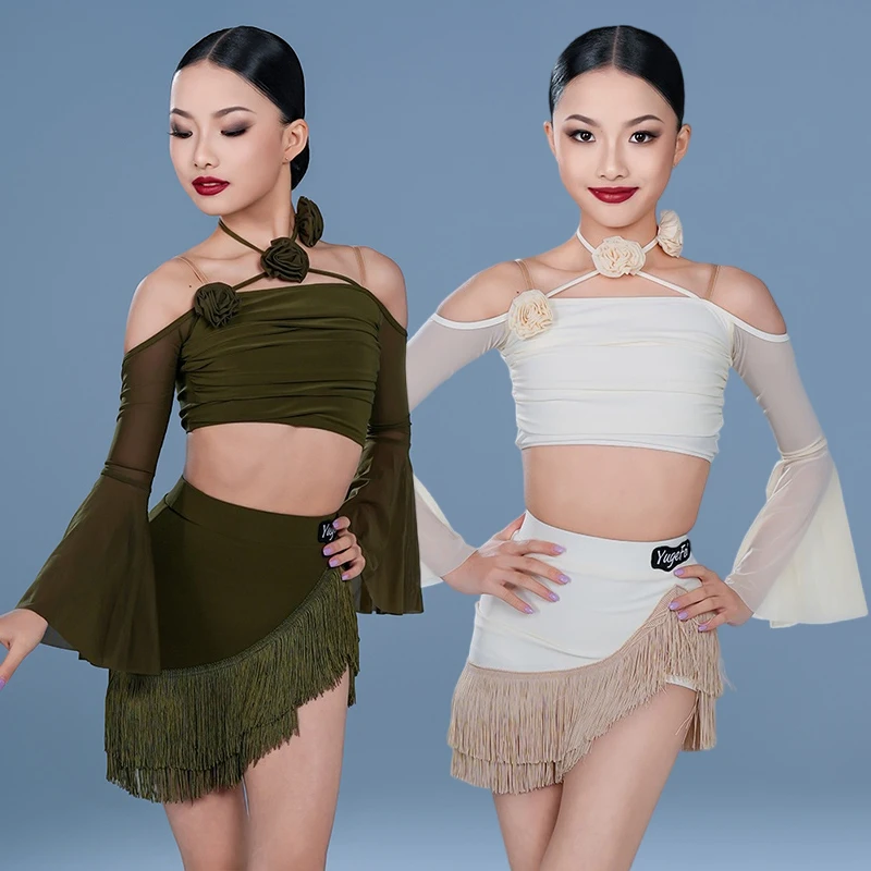 Latin Dress Children Dancing Stage Costume Halter Dance Top Tassel Skirt Cha Cha Samba Rumba Clothing Latin Practice Wear 2631
Latin Dress Children Dancing Stage Costume Halter Dance Top Tassel Skirt Cha Cha Samba Rumba Clothing Latin Practice Wear 2631