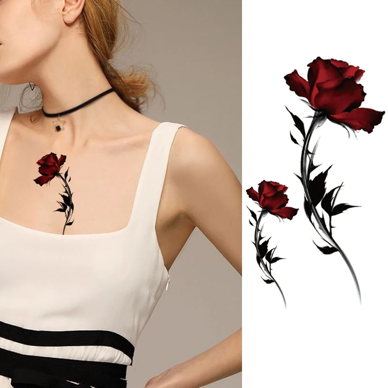 Tattoo Sticker Red Rose Flowers Plant Waterproof Temporary Fake Tattoos Flash Tatoos Arm Chest Neck Body Art for Women Men
Tattoo Sticker Red Rose Flowers Plant Waterproof Temporary Fake Tattoos Flash Tatoos Arm Chest Neck Body Art for Women Men