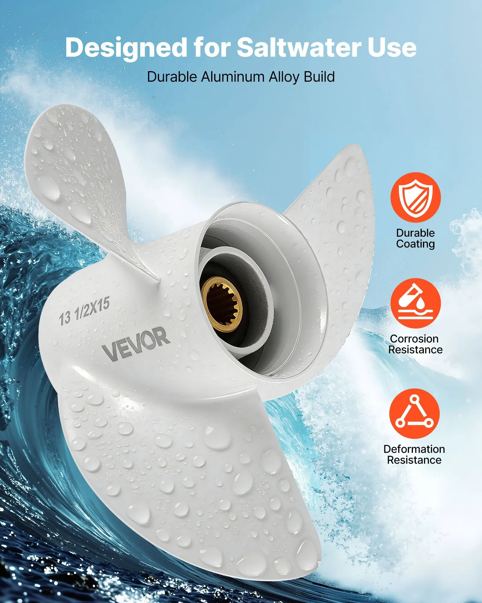 Outboard Propeller, Upgrade OEM 15 Spline Tooth Aluminum Outboard Boat Propeller Fit Yamaha Engines 60-130 HP, 4-1/4" Gearcas
Outboard Propeller, Upgrade OEM 15 Spline Tooth Aluminum Outboard Boat Propeller Fit Yamaha Engines 60-130 HP, 4-1/4" Gearcas