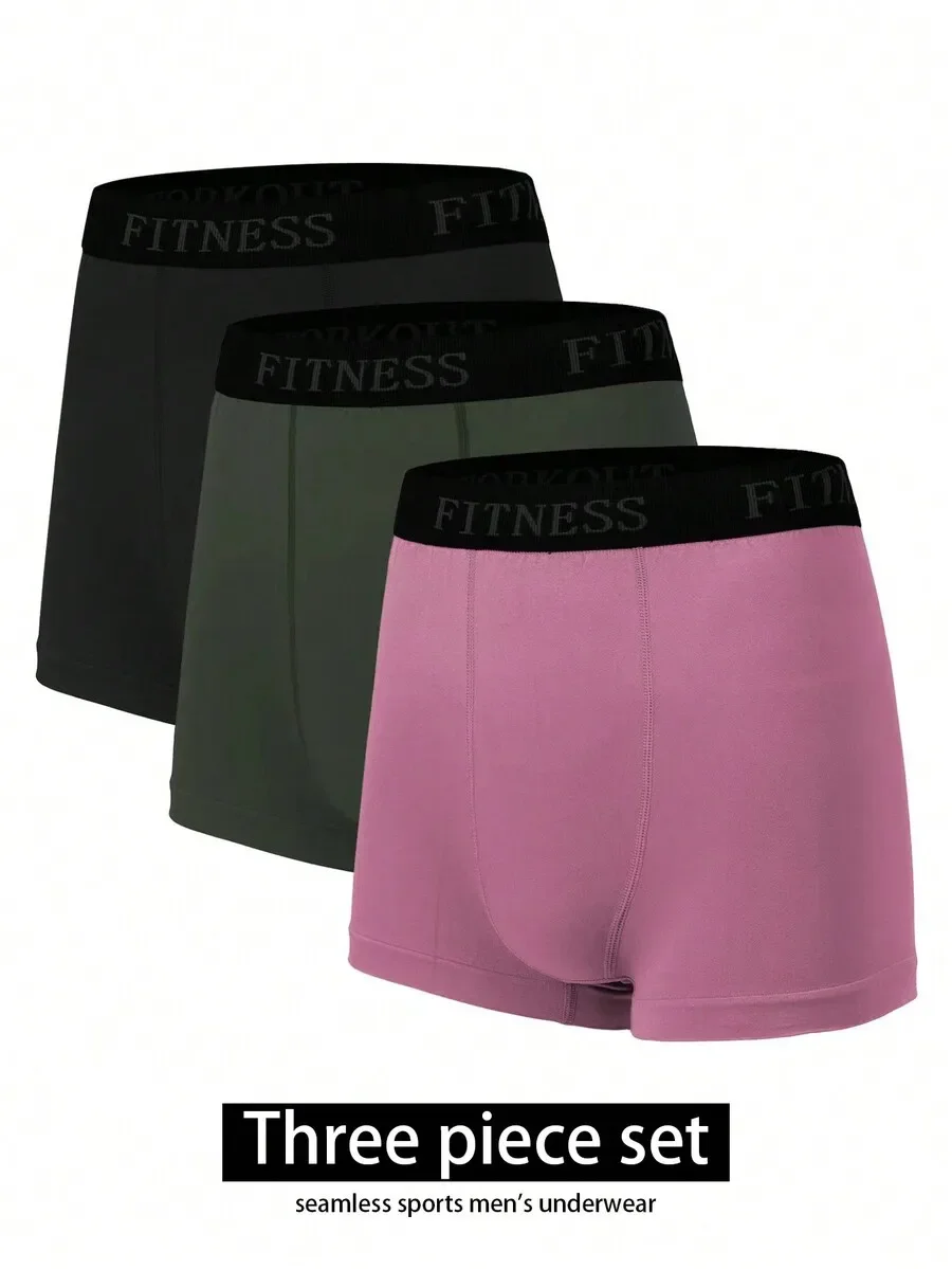Mens 3pcs Seamless Sports Boxer Briefs With Letter Print Waistband
Mens 3pcs Seamless Sports Boxer Briefs With Letter Print Waistband