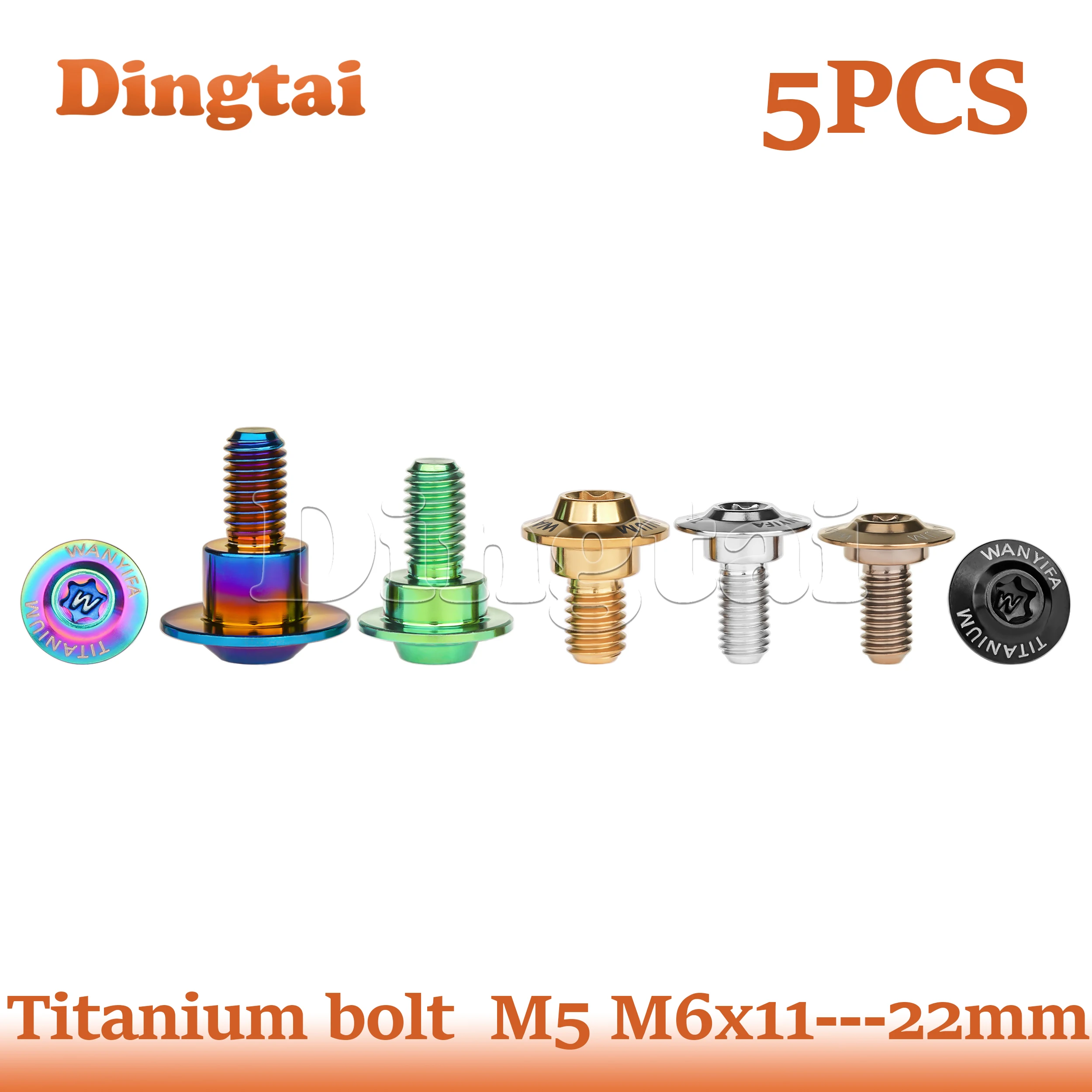 Dingtai Titanium Bolt 5PCS M5/M6x11-22mm for Motorcycle Locomotive Fastener Conversion Bolt Umbrella Step Screw
Dingtai Titanium Bolt 5PCS M5/M6x11-22mm for Motorcycle Locomotive Fastener Conversion Bolt Umbrella Step Screw