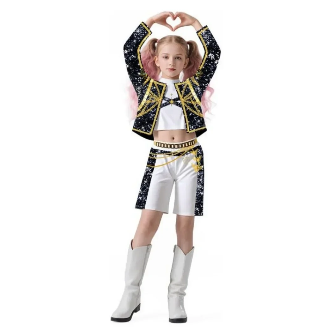 Kids Zoey Rumi Mira Stage Outfits Cosplay Girls Black Costume Uniform Halloween Party Role Playing Printed Fancy Dress Up Suits
Kids Zoey Rumi Mira Stage Outfits Cosplay Girls Black Costume Uniform Halloween Party Role Playing Printed Fancy Dress Up Suits