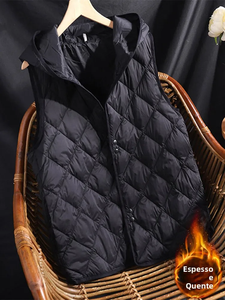 Thickened Hooded Women's Vest Jacket Durable Cotton down Jacket Artistic Style Single Button Closure Warmth Fashion Winter Coat
Thickened Hooded Women's Vest Jacket Durable Cotton down Jacket Artistic Style Single Button Closure Warmth Fashion Winter Coat
