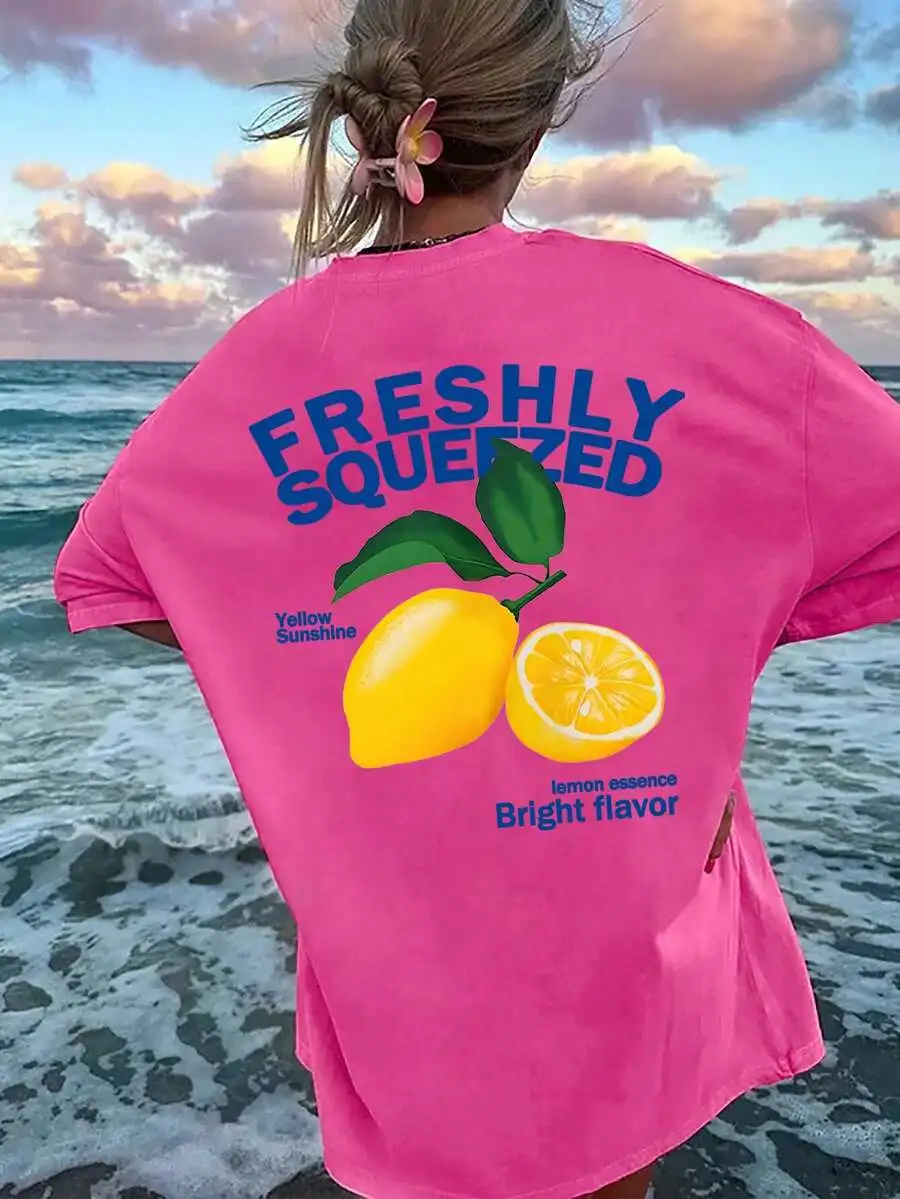 Freshly Squeezed Lemon Graphic Oversized Round Neck Short Sleeve T-Shirt For Women
Freshly Squeezed Lemon Graphic Oversized Round Neck Short Sleeve T-Shirt For Women