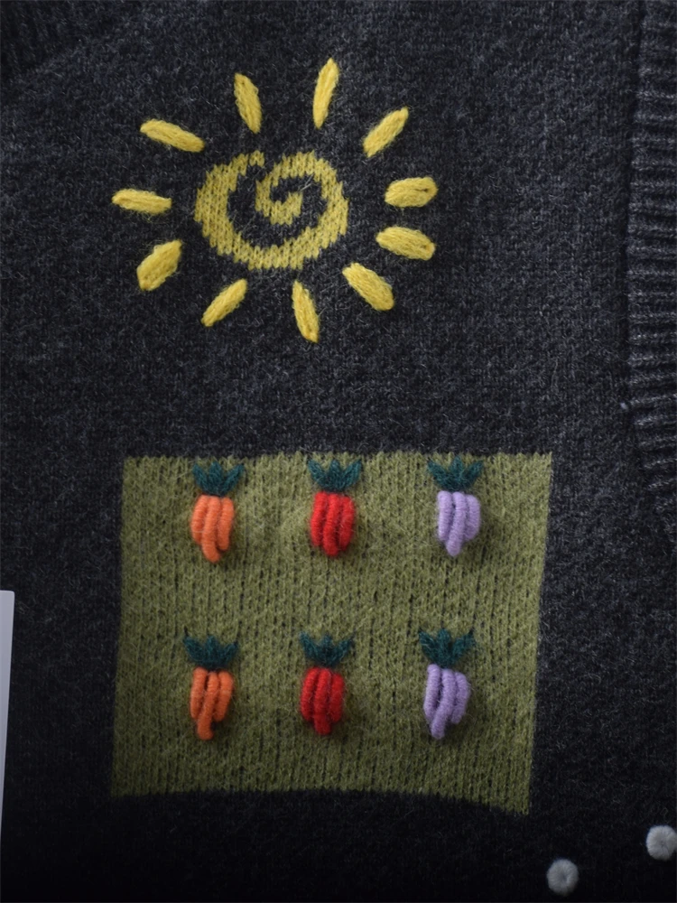Handmade Knitted Loose Vest Women's Faion Patchwork Color Blo Wave Design Button Detail 3D Decoration Splice Sle Outerwear
Handmade Knitted Loose Vest Women's Faion Patchwork Color Blo Wave Design Button Detail 3D Decoration Splice Sle Outerwear