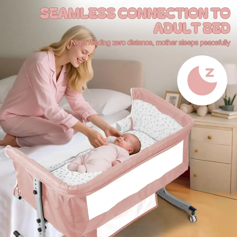 4-in-1 Multi-Function Baby Bedside Crib 6 Height Adjustable Changing Table with Mosquito Net Wheels Portable Newborn Bassinet
4-in-1 Multi-Function Baby Bedside Crib 6 Height Adjustable Changing Table with Mosquito Net Wheels Portable Newborn Bassinet