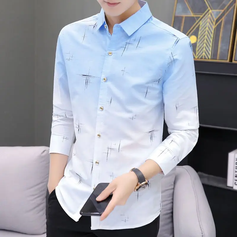 Autumn Korean Version of Men's Long-sleeved Shirt Gradient Color Slim Shirt Anti-wrinkle Casual Versatile Top
Autumn Korean Version of Men's Long-sleeved Shirt Gradient Color Slim Shirt Anti-wrinkle Casual Versatile Top