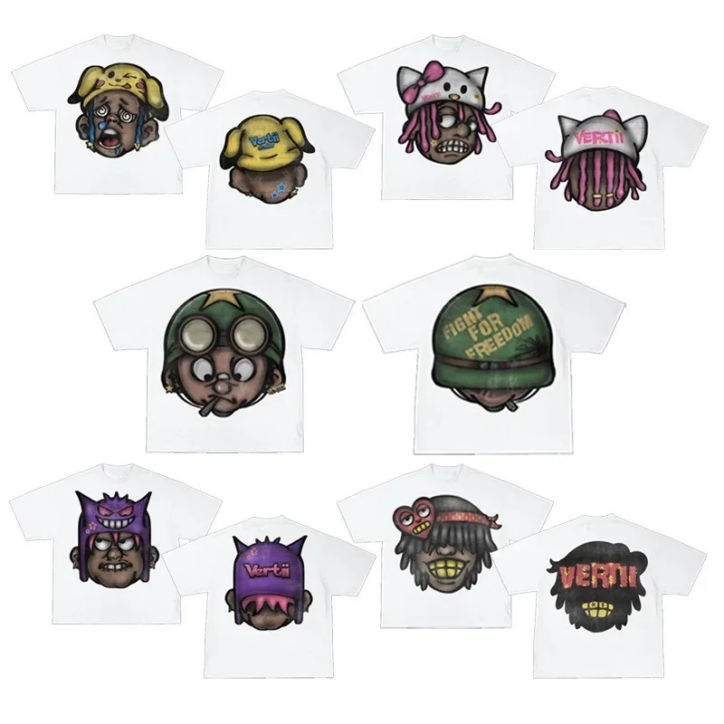 New Y2K Harajuku Hip-hop Streetwear Women Gothic Punk Cartoon Printed Pure Cotton Oversized T-shirt Retro Casual Round Tops Men
New Y2K Harajuku Hip-hop Streetwear Women Gothic Punk Cartoon Printed Pure Cotton Oversized T-shirt Retro Casual Round Tops Men