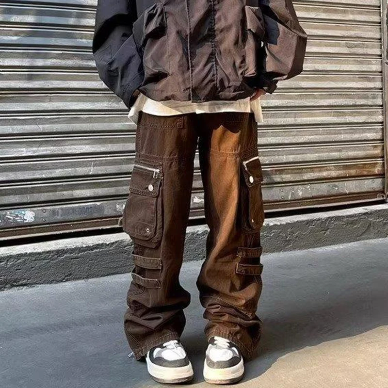 Vintage Loose Straight Cargo Pants For Mens Streetwear Zipper Pockets Patches Trousers Men Y2K Style Solid Color Casual Pants
Vintage Loose Straight Cargo Pants For Mens Streetwear Zipper Pockets Patches Trousers Men Y2K Style Solid Color Casual Pants