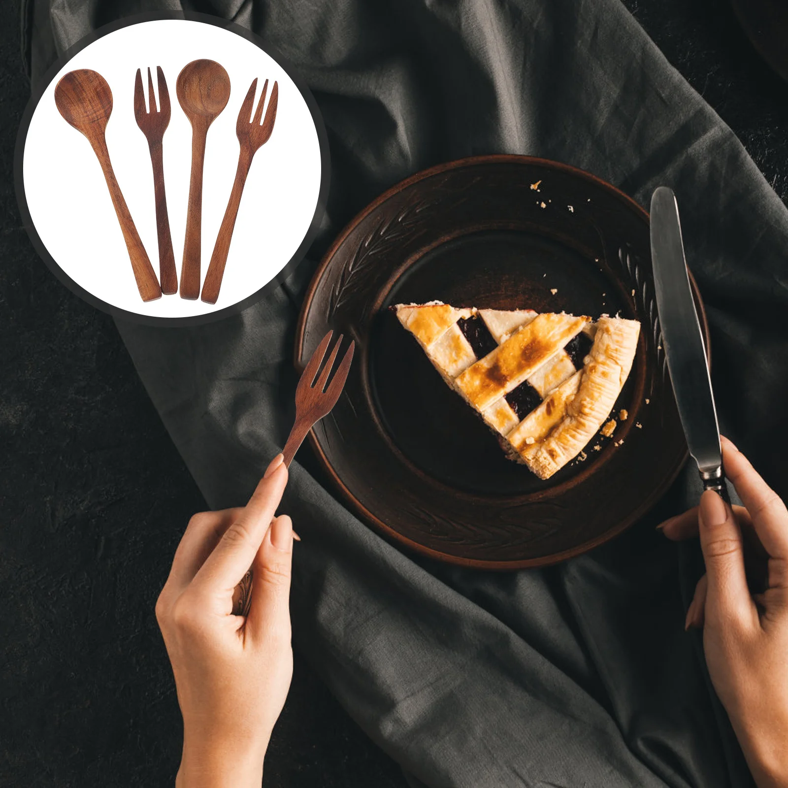 Wooden Fork Spoon Set Portable Light Weight Home Restaurant Camping Use Wooden Utensils Eating Fruit Salad Delicate Appetizer 
Wooden Fork Spoon Set Portable Light Weight Home Restaurant Camping Use Wooden Utensils Eating Fruit Salad Delicate Appetizer
