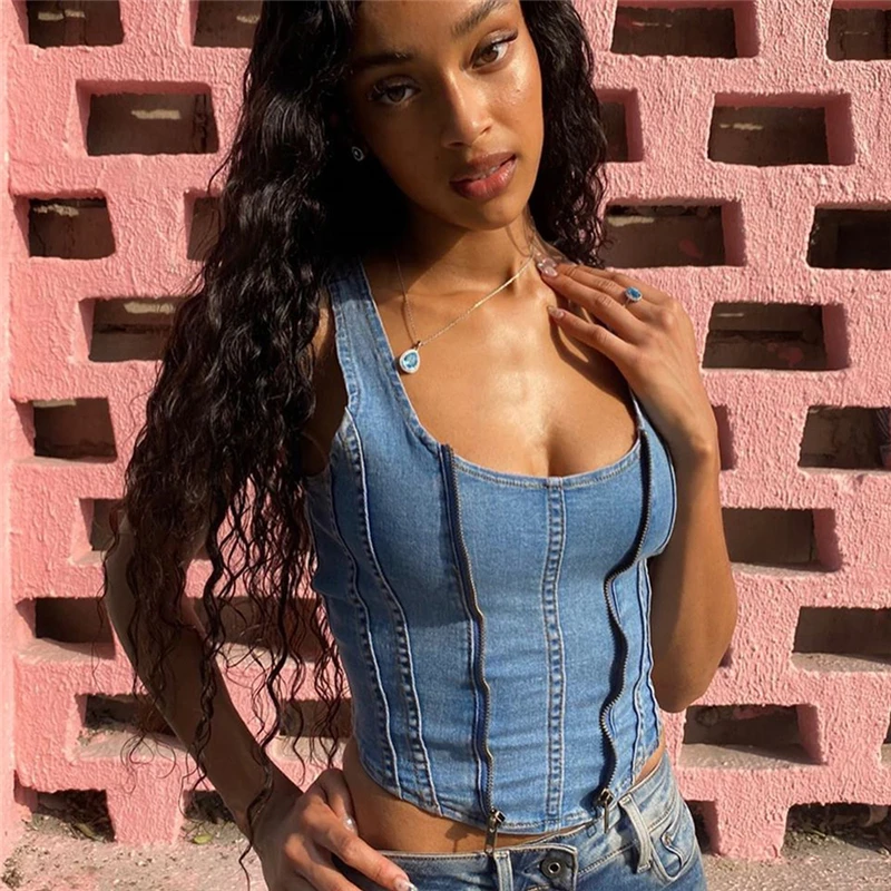 Y2K Tops Sexy Denim Tank Top Women Streetwear U Neck Sleeveless Zipper Casual Fashion Basic Short Vest Top Shirts Ribbed Outfits
Y2K Tops Sexy Denim Tank Top Women Streetwear U Neck Sleeveless Zipper Casual Fashion Basic Short Vest Top Shirts Ribbed Outfits