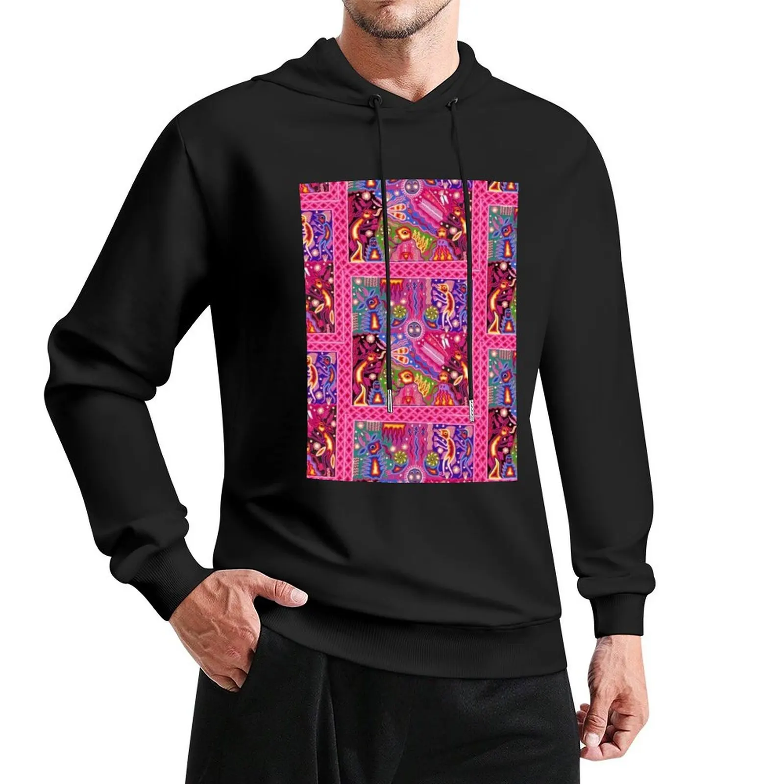 Pink Huichol style print Pullover Hoodie fashion men male clothes hoodies and sweatshirts new 
Pink Huichol style print Pullover Hoodie fashion men male clothes hoodies and sweatshirts new