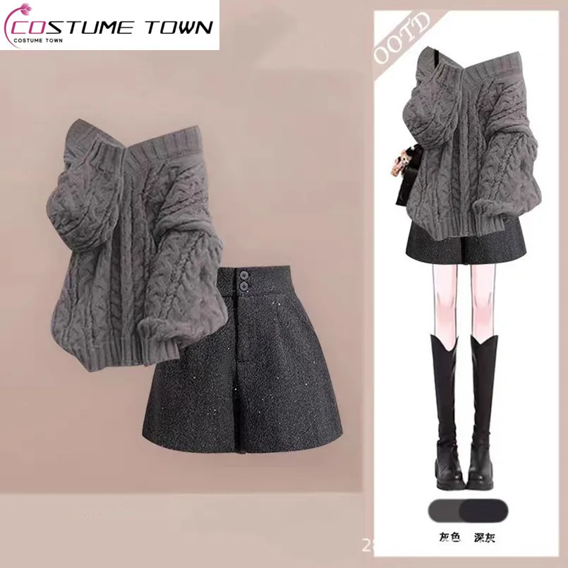 Spring and Autumn New Korean Loose Knitted Sweater+Elegant Women's Two Piece Set with Stylish Shorts
Spring and Autumn New Korean Loose Knitted Sweater+Elegant Women's Two Piece Set with Stylish Shorts