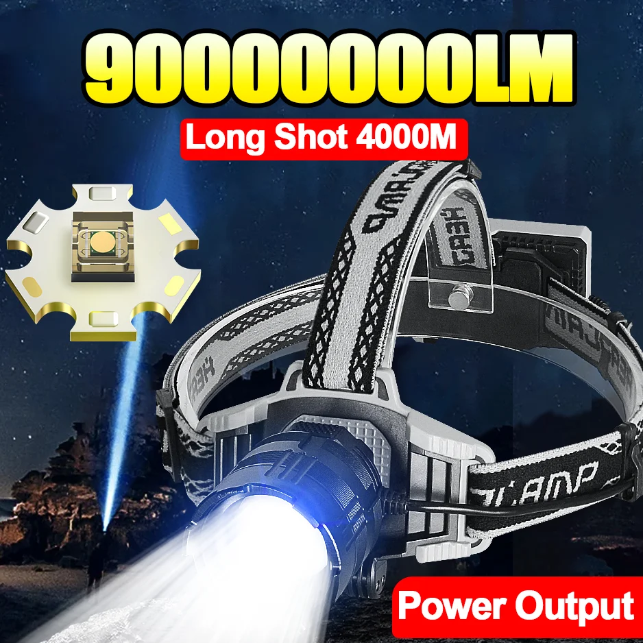90000000 LM Мощный светодиодный налобный фонарь 800 Вт, перезаряжаемый через USB, дальность действия, 4000 м, налобный фонарь, уличный налобный фонарь, светильник для рыбалки
90000000 LM Мощный светодиодный налобный фонарь 800 Вт, перезаряжаемый через USB, дальность действия, 4000 м, налобный фонарь, уличный налобный фонарь, светильник для рыбалки