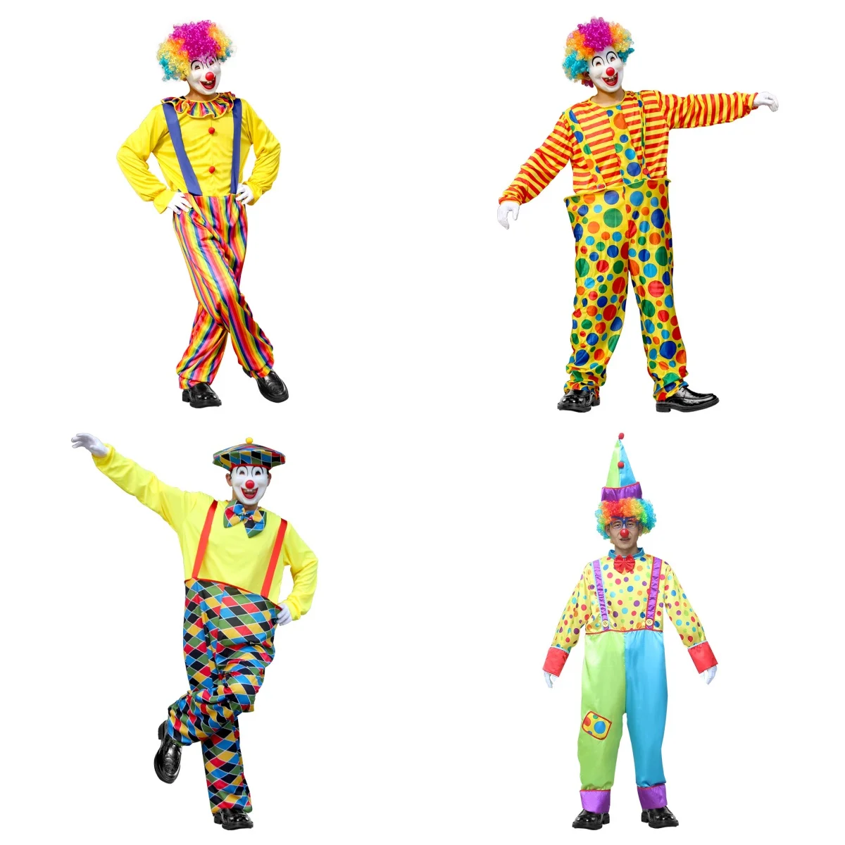 Adult clown costume Halloween Circus show costume set Clown costume suspenders including wig gloves
Adult clown costume Halloween Circus show costume set Clown costume suspenders including wig gloves