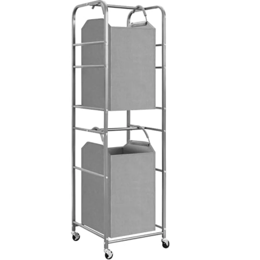 2 Tier Vertical Laundry Hamper, Laundry Sorter with Removable Tote Bags, Rolling Clothes Basket for Towels, Blankets, Tall Dirt
2 Tier Vertical Laundry Hamper, Laundry Sorter with Removable Tote Bags, Rolling Clothes Basket for Towels, Blankets, Tall Dirt