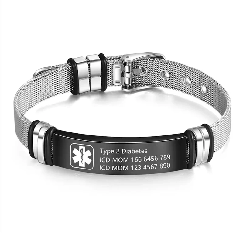 Adjustable Medical Alert Bracelet - Custom Engraved Stainless Steel ID Tag for Diabetic, Epilepsy, Emergency Med Jewelry Gift 
Adjustable Medical Alert Bracelet - Custom Engraved Stainless Steel ID Tag for Diabetic, Epilepsy, Emergency Med Jewelry Gift