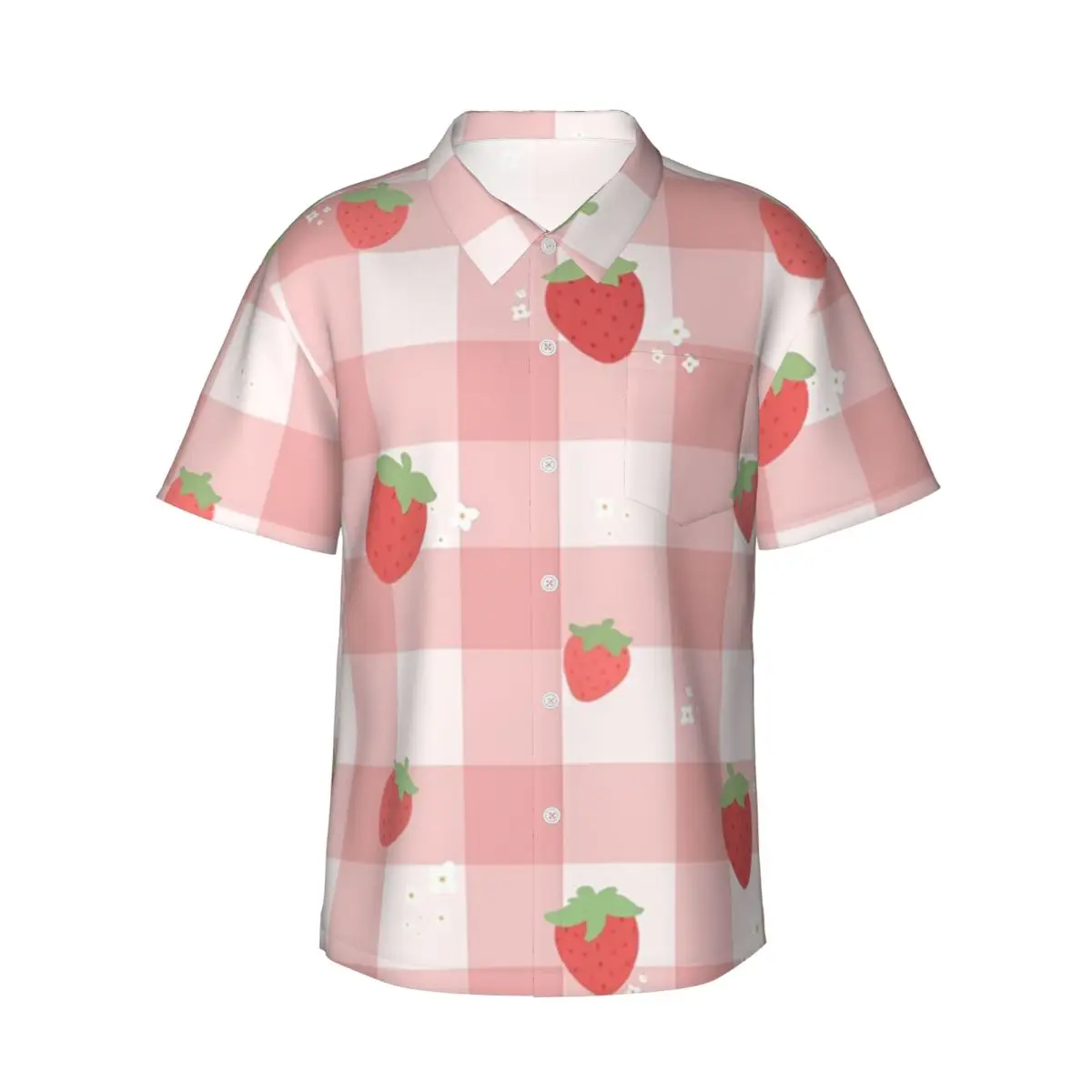 Strawberry Plaid Men's Shirts Hawaiian Short Sleeve Shirt Funny Lapel Tops for Summer Beach
Strawberry Plaid Men's Shirts Hawaiian Short Sleeve Shirt Funny Lapel Tops for Summer Beach