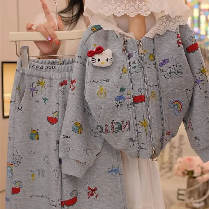 Hello Kitty Anime Kawaii MINISO Ins Fashion Long Sleeve Jacket Pants Set Spring Cute Cartoon Lace Casual Hoodie Clothes Gifts
Hello Kitty Anime Kawaii MINISO Ins Fashion Long Sleeve Jacket Pants Set Spring Cute Cartoon Lace Casual Hoodie Clothes Gifts
