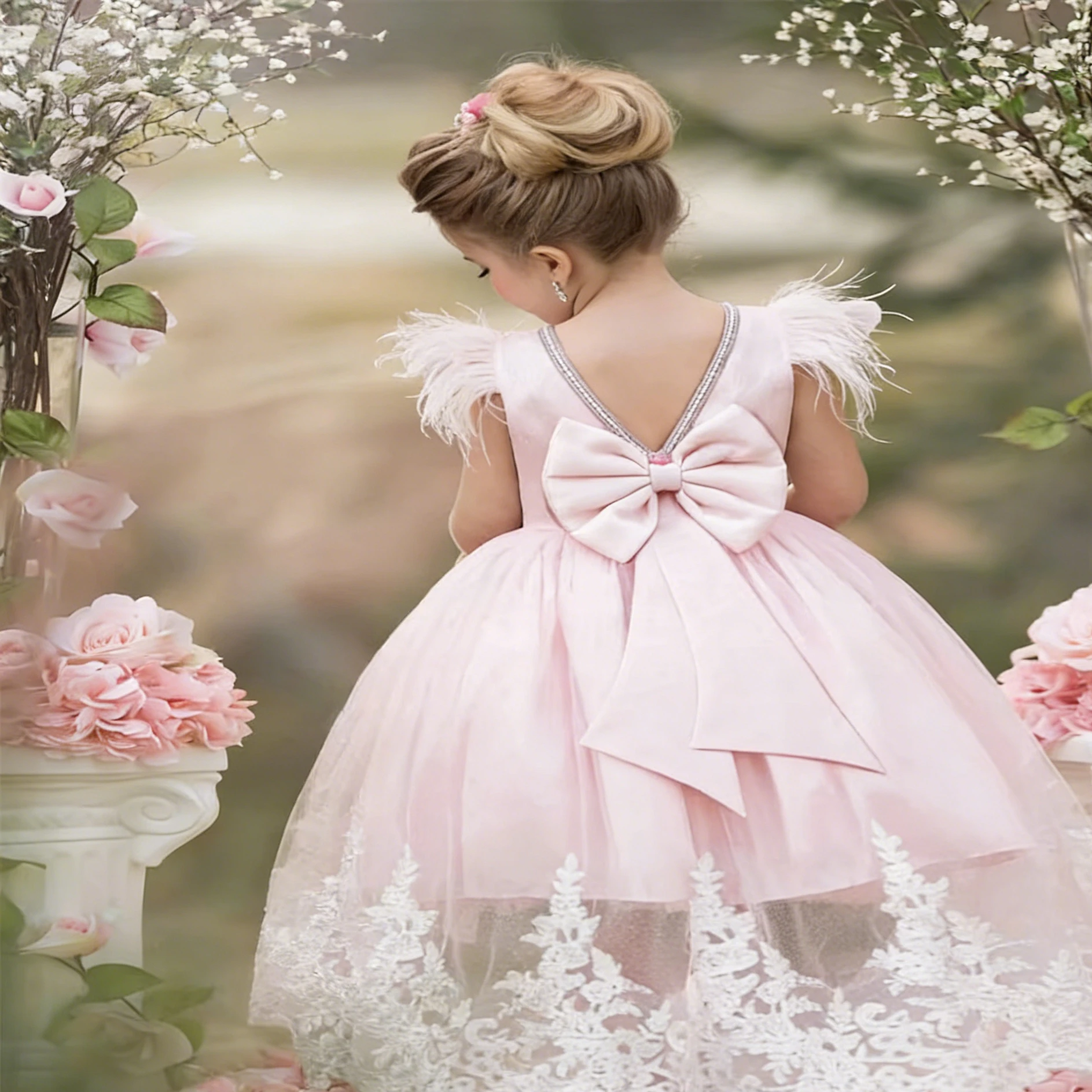 Customized Pink Flower Girl Dress for Wedding Lace V Back Bow Sleeveless High Waist Elegant Kids Birthday First Communion Gown
Customized Pink Flower Girl Dress for Wedding Lace V Back Bow Sleeveless High Waist Elegant Kids Birthday First Communion Gown