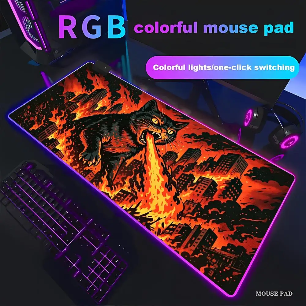 HYBXAXC Fiery Black Cat City Mouse Pad RGB Gaming Mouse Pad HD Gamer LED PC Non-slip for Gamers Durable for Anime Cat Fans
HYBXAXC Fiery Black Cat City Mouse Pad RGB Gaming Mouse Pad HD Gamer LED PC Non-slip for Gamers Durable for Anime Cat Fans