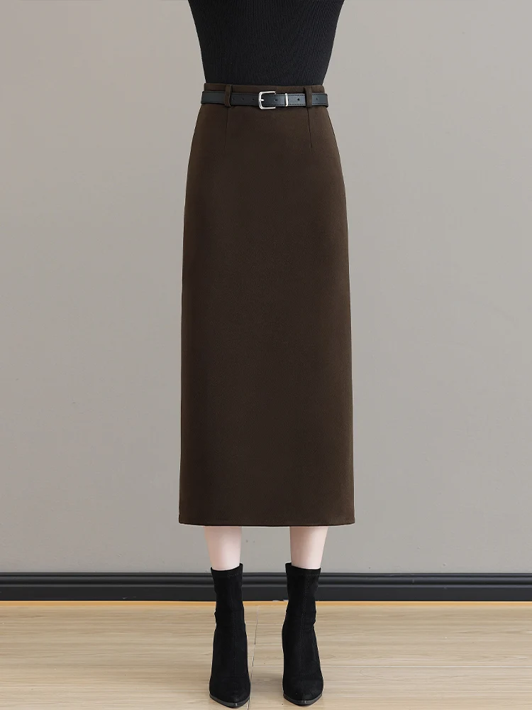 Elegant High Waist Midi Woolen Skirt Women's Autumn Winter Long Straight Bodycon Skirt Slimming One Step Skirt
Elegant High Waist Midi Woolen Skirt Women's Autumn Winter Long Straight Bodycon Skirt Slimming One Step Skirt