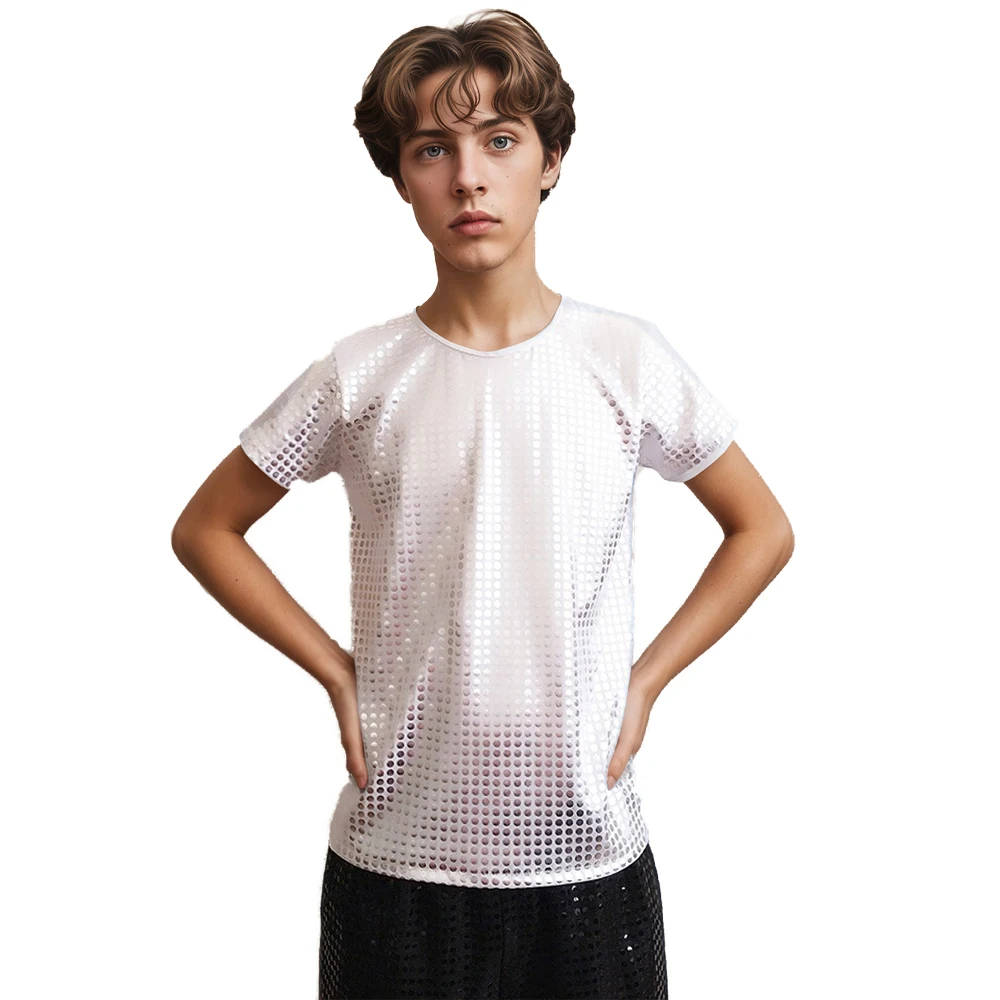 Unisex Stage Sparkly Sequined Short-sleeved T-shirt Top Boys Girls Modern Jazz Street Dancing Hip-hop Clothes Dance Loose Blouse
Unisex Stage Sparkly Sequined Short-sleeved T-shirt Top Boys Girls Modern Jazz Street Dancing Hip-hop Clothes Dance Loose Blouse