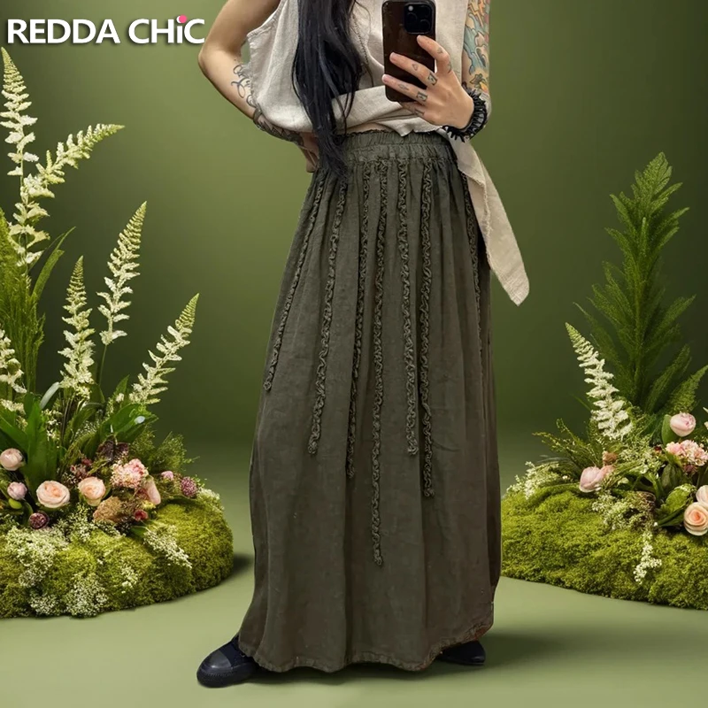 REDDACHiC Stitch макси-юбка с оборками женская богемная ретро свободная хлопково-льняная длинная юбка трапециевидной формы с эластичной резинкой на талии Mori летняя одежда
REDDACHiC Stitch макси-юбка с оборками женская богемная ретро свободная хлопково-льняная длинная юбка трапециевидной формы с эластичной резинкой на талии Mori летняя одежда