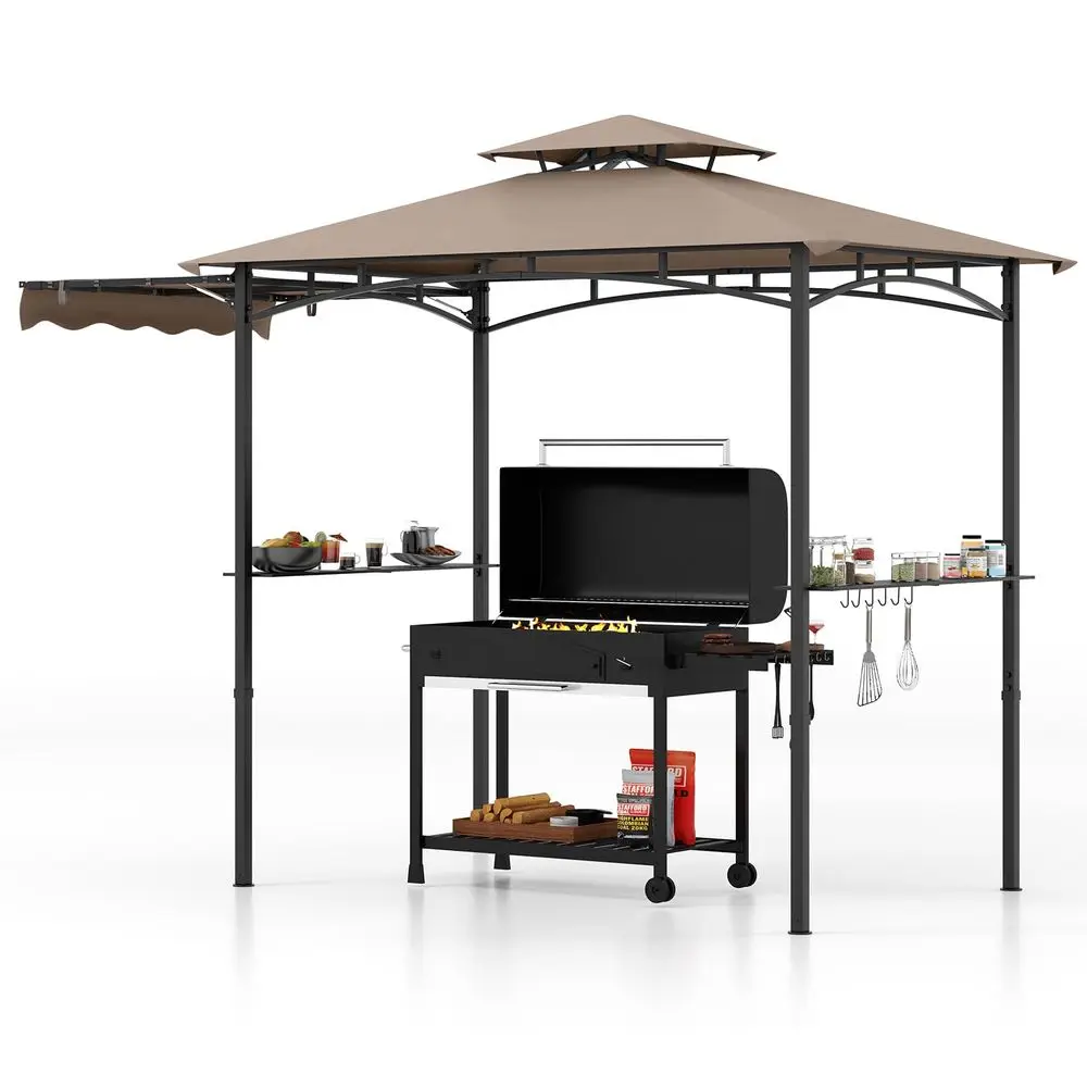 11x5 FT Grill Gazebo with Side Awning, 2Tier Barbecue Gazebo with 2 Shelves, 12 Hanging Hooks, Bottle Opener, Outdoor Grill Can
11x5 FT Grill Gazebo with Side Awning, 2Tier Barbecue Gazebo with 2 Shelves, 12 Hanging Hooks, Bottle Opener, Outdoor Grill Can