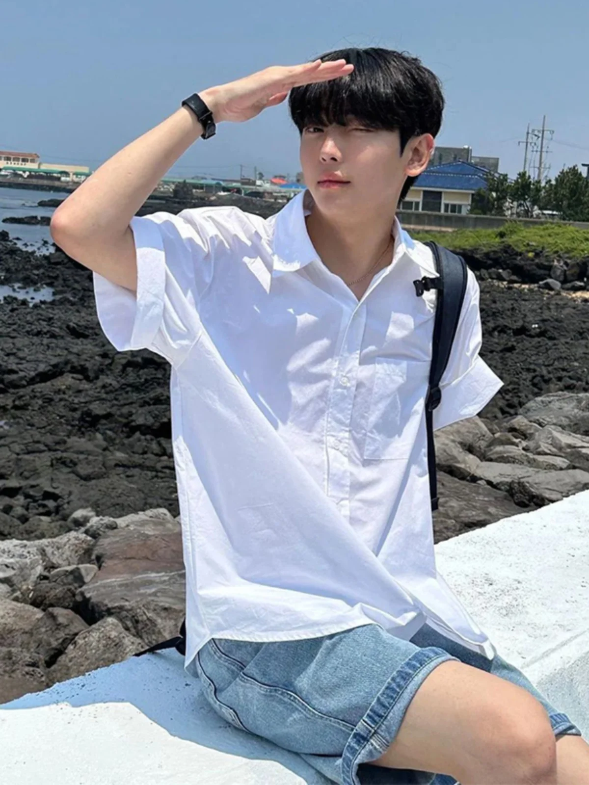 White ort Sve Men's irt Summer Sun Haome High-End Ice Silk Sunscreen Faion Outerwear American Trendy Brand
White ort Sve Men's irt Summer Sun Haome High-End Ice Silk Sunscreen Faion Outerwear American Trendy Brand