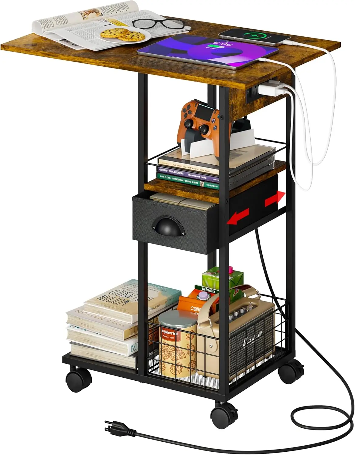 C-Shaped Side Table with Charging Station, USB & Outlet, Rolling Night Stand, Spacious Coffee Table with Wheels for Living Room
C-Shaped Side Table with Charging Station, USB & Outlet, Rolling Night Stand, Spacious Coffee Table with Wheels for Living Room
