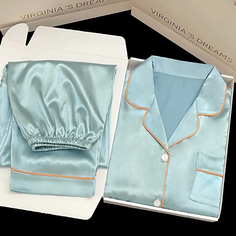 Lightweight Long-Sleeve Silk Pajamas Set for Young Girls French-Style Casual Homewear Nightwear Women's Comfortable Sleepwear
Lightweight Long-Sleeve Silk Pajamas Set for Young Girls French-Style Casual Homewear Nightwear Women's Comfortable Sleepwear