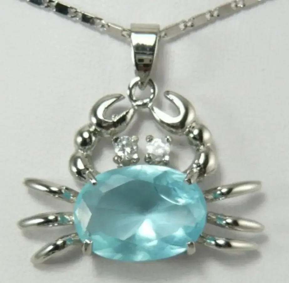 Women's fashion super cute silver plated metal crab Accessories + light blue zircon faceted Egg Shaped Pendant Necklace
Women's fashion super cute silver plated metal crab Accessories + light blue zircon faceted Egg Shaped Pendant Necklace