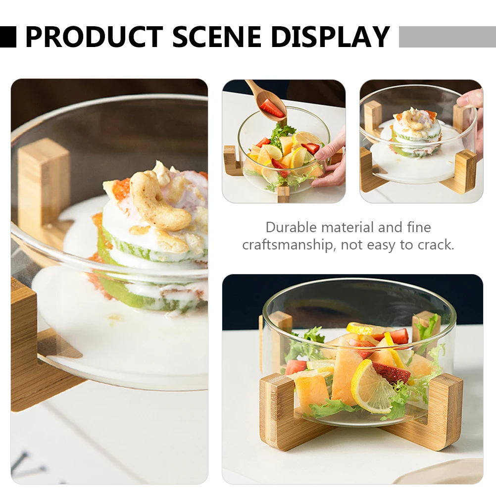 Glass Salad Bowl 13x13x4 5cm with Wooden Base 16x16x4 4cm High Temp Resistant Fruit Vegetable Storage Bowls Kitchen Tableware
Glass Salad Bowl 13x13x4 5cm with Wooden Base 16x16x4 4cm High Temp Resistant Fruit Vegetable Storage Bowls Kitchen Tableware