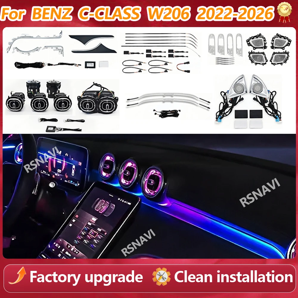 64 Colors LED Ambient Light Kit For Benz C Class W206 2022-2026 4D Rotating Tweeter Turbine Vent Outlet Seat light
64 Colors LED Ambient Light Kit For Benz C Class W206 2022-2026 4D Rotating Tweeter Turbine Vent Outlet Seat light