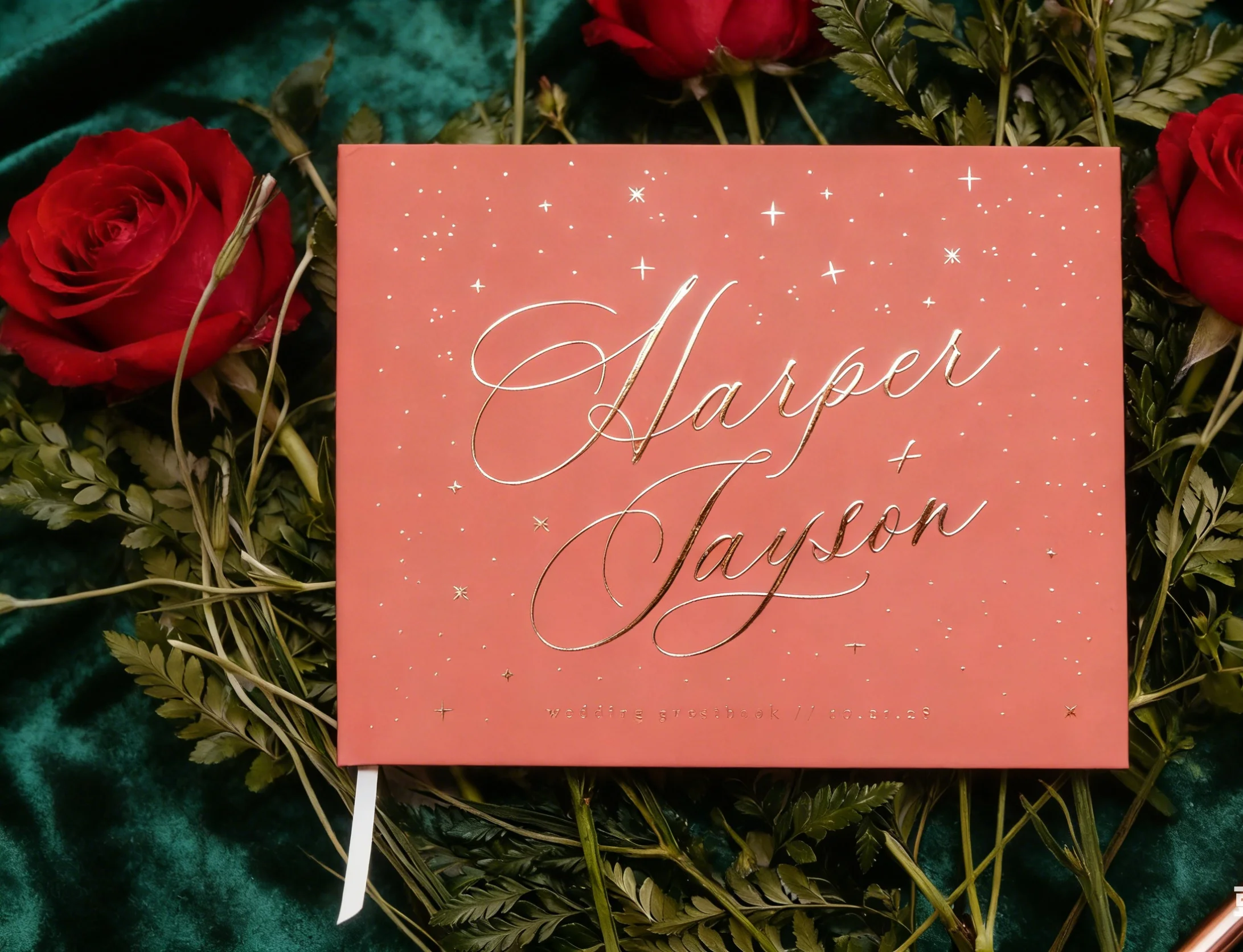Emerald Green Wedding Guest Book | Personalized Gold Script Custom Name & Date | Hardcover Sign In Photo Album
Emerald Green Wedding Guest Book | Personalized Gold Script Custom Name & Date | Hardcover Sign In Photo Album