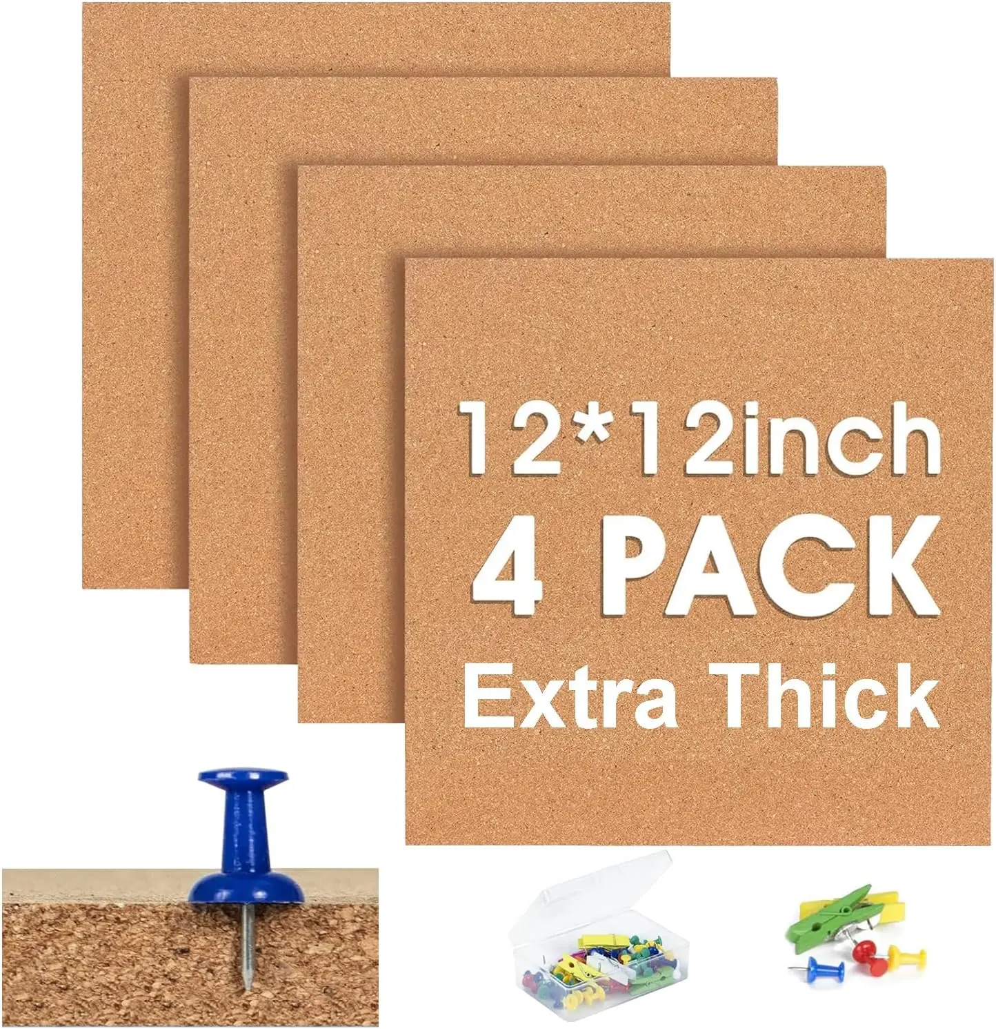 Cork Bulletin Square Board for Walls, 4 Pack Extra Thick 12x12 Inches Cork Board Tiles for Home Office Decor, School Message
Cork Bulletin Square Board for Walls, 4 Pack Extra Thick 12x12 Inches Cork Board Tiles for Home Office Decor, School Message