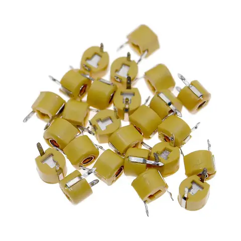 50pcs/lot 6mm Trimmer Variable Ceramic Capacitor 5PF 10PF 20PF 30PF 40PF 50PF 60PF 70PF 120PF Adjustable Capacitors