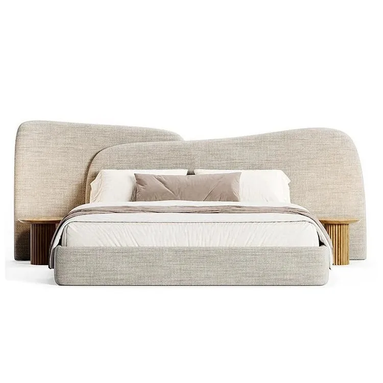 Minimalist fabric bed master bedroom cream wind girl floor cotton and linen widescreen bed
Minimalist fabric bed master bedroom cream wind girl floor cotton and linen widescreen bed