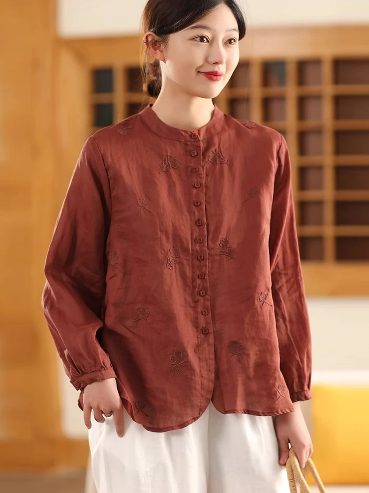 Women Long Sleeve Cotton Linen Shirt New 2025 Spring Vintage Style Floral Embroidery Loose Female Casual Tops Shirts M716
Women Long Sleeve Cotton Linen Shirt New 2025 Spring Vintage Style Floral Embroidery Loose Female Casual Tops Shirts M716