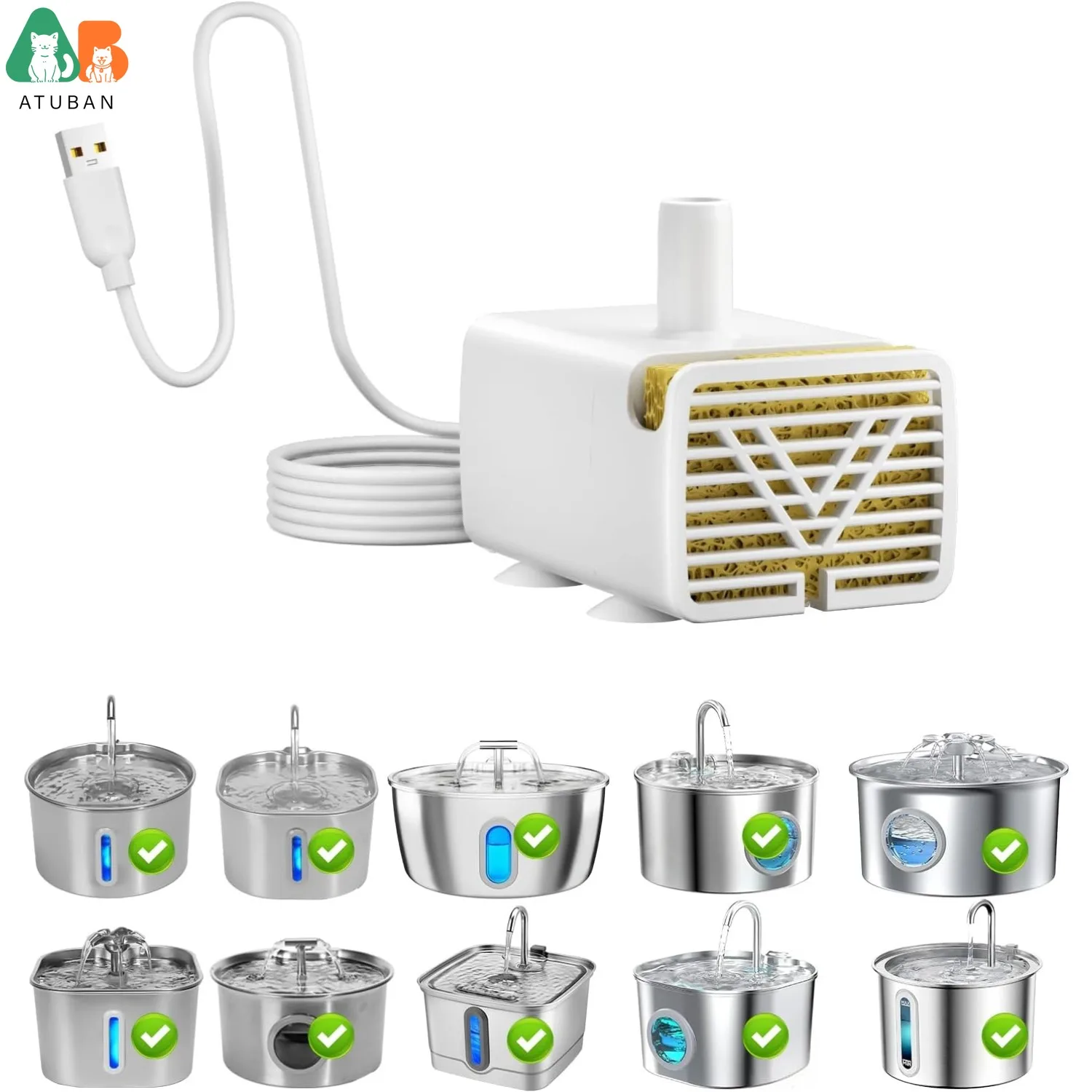 ATUBAN фонтан для кошек, ультра тихий сменный насос, совместимые поилки для собак, автоматический фонтан для домашних животных, водяной насос
ATUBAN фонтан для кошек, ультра тихий сменный насос, совместимые поилки для собак, автоматический фонтан для домашних животных, водяной насос