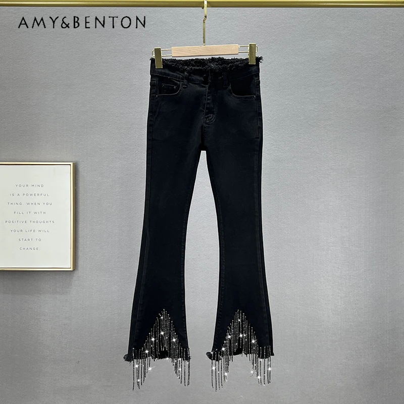 Tassel Denim Bootcut Trousers Women's Clothes Fashionable Spring 2024 New Elastic High Waist Slimming Cropped Pants Black Jeans
Tassel Denim Bootcut Trousers Women's Clothes Fashionable Spring 2024 New Elastic High Waist Slimming Cropped Pants Black Jeans