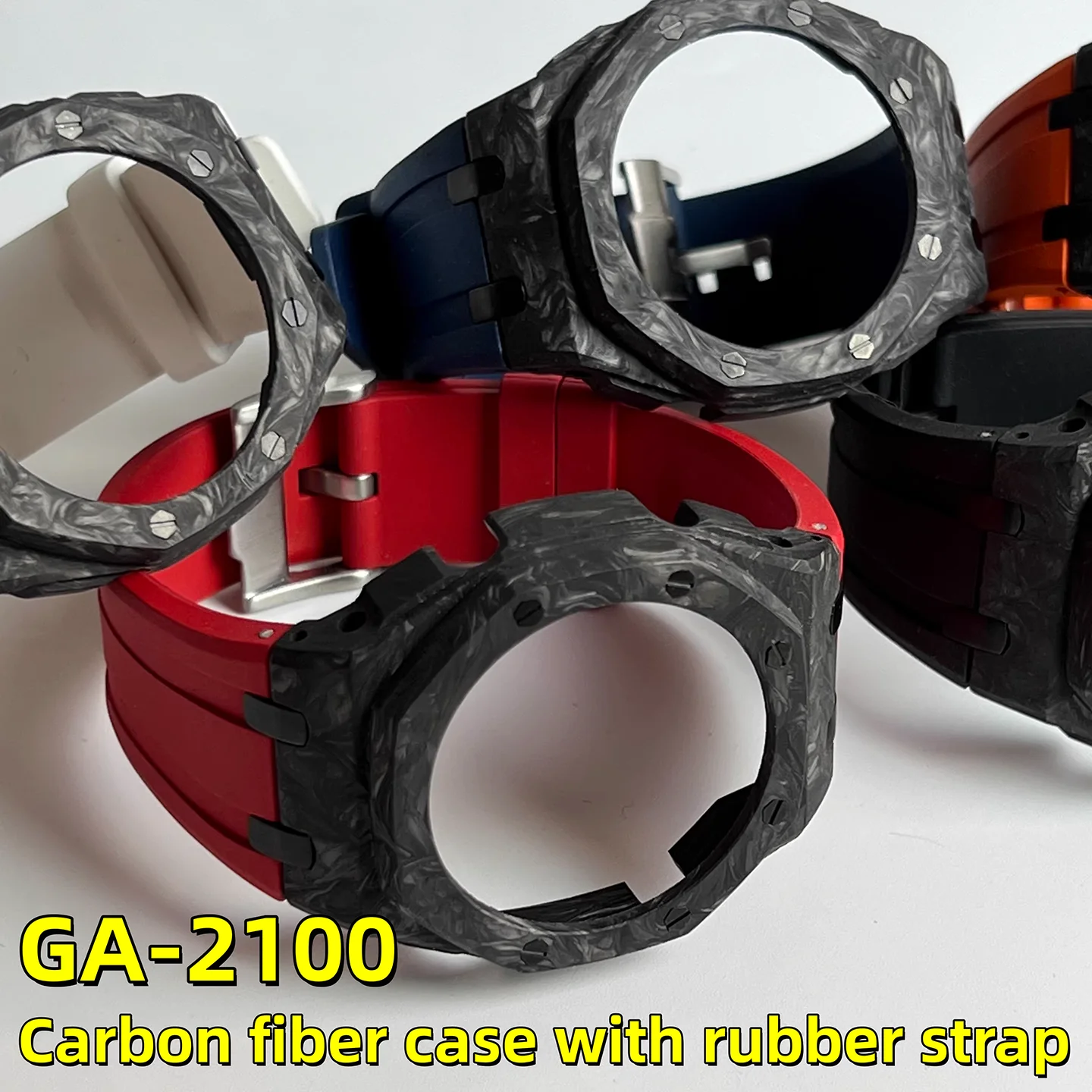 For Casio GA-2100 Custom Mod Kit Carbon Fiber Case + Sports Rubber Strap | GA2100 GA2110 GAB2100 Modification watch Accessories
For Casio GA-2100 Custom Mod Kit Carbon Fiber Case + Sports Rubber Strap | GA2100 GA2110 GAB2100 Modification watch Accessories