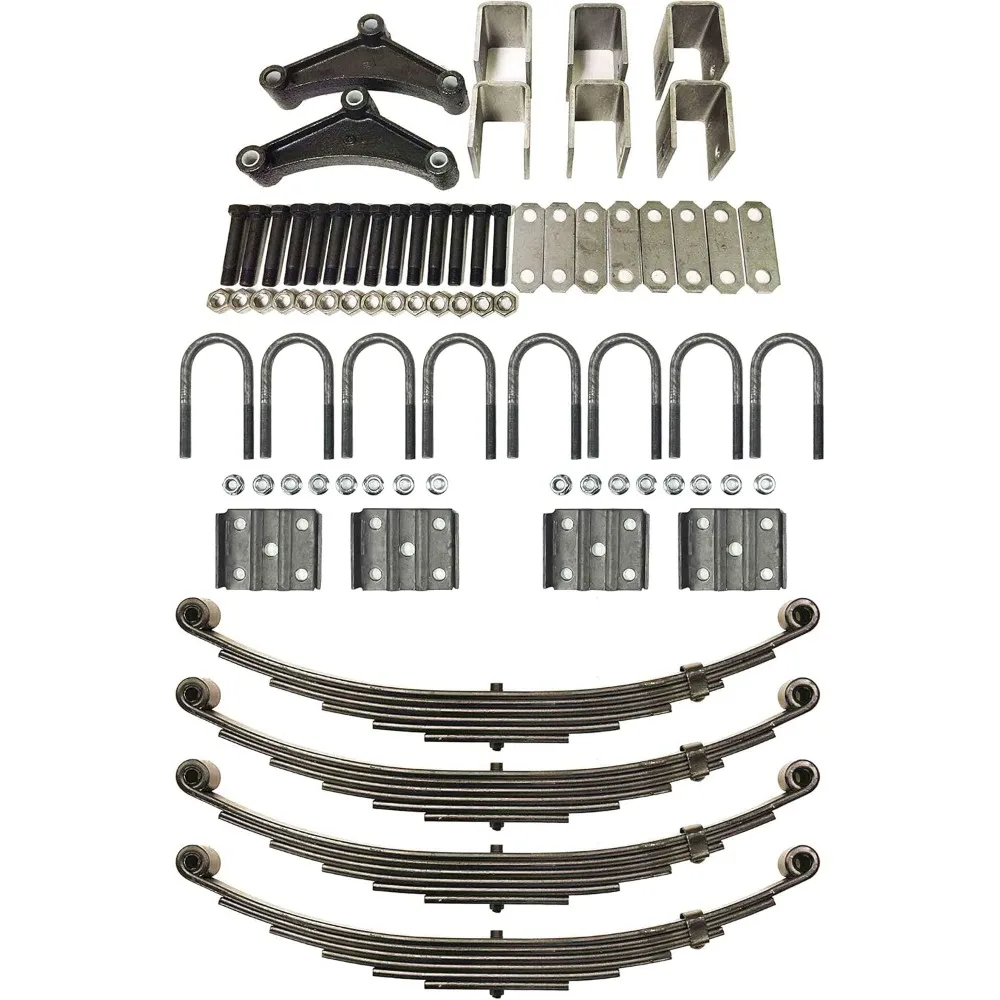 Tandem Trailer Axle Suspension Kit with Leaf Spring U Bolt and Hanger Set
Tandem Trailer Axle Suspension Kit with Leaf Spring U Bolt and Hanger Set