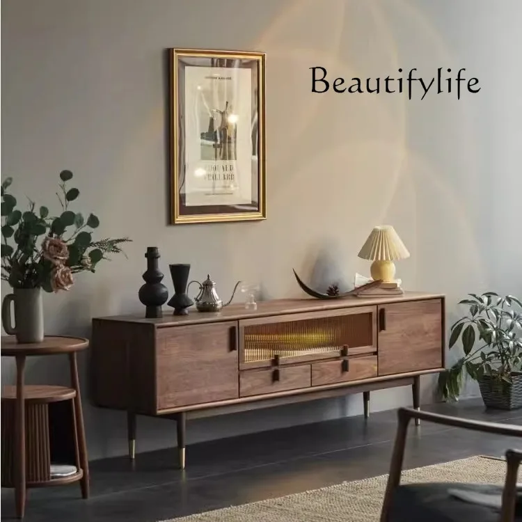 Nordic black walnut solid wood TV cabinet living room simple light luxury cherry wood log storage cabinet
Nordic black walnut solid wood TV cabinet living room simple light luxury cherry wood log storage cabinet