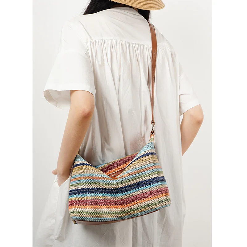 2026 New Rainbow Woven Straw Bags Korean Style Minimalist Underarm Single Shoulder Bag Women Vintage Unique Versatile Handbag
2026 New Rainbow Woven Straw Bags Korean Style Minimalist Underarm Single Shoulder Bag Women Vintage Unique Versatile Handbag